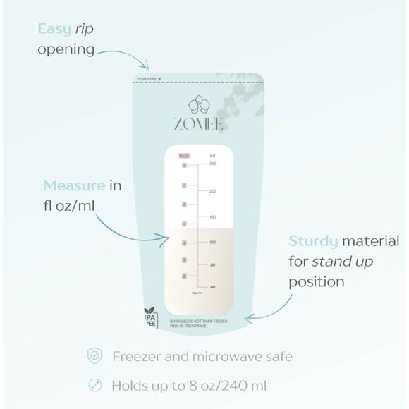 New Zomee Breast Milk Storage Bags 360 count - Picture 4 of 7